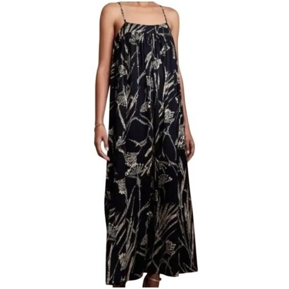 Banana Republic Trapeze Maxi‎ Dress Size 4 Petite Navy Beach Boho